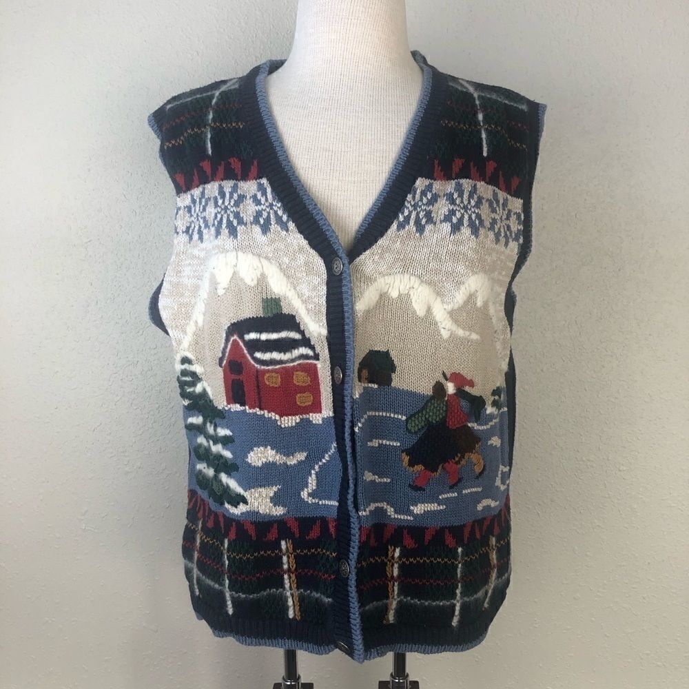 NorthCrest Winter Holiday Sleeveless Cardigan